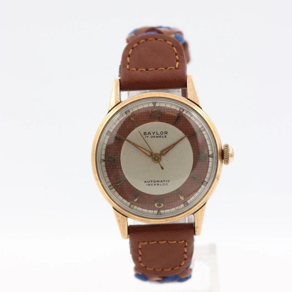 Vintage 32mm Baylor Copper Dial Men's Automatic Wristwatch AS 1361 Swiss Steel